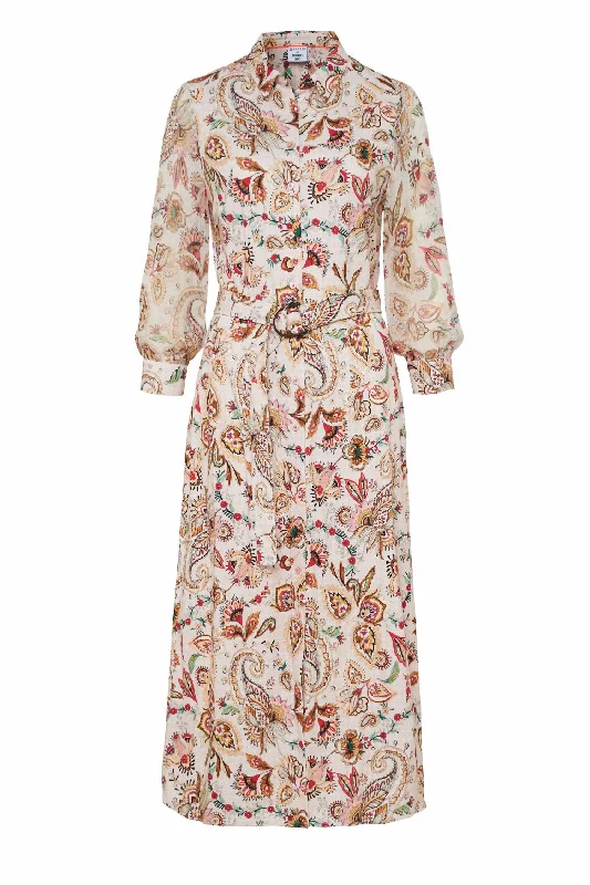 Paisley Print Kora Midi Shirtdress In Multi