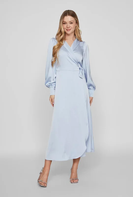 Vila Vienna Ravenna Wrap Ankle Dress, Kentucky Blue