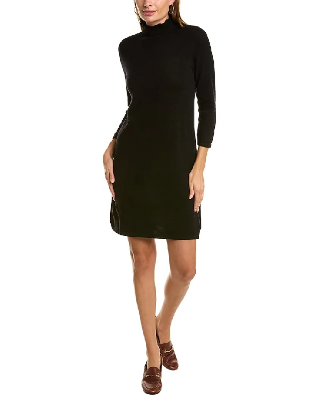 Forte Cashmere Ruffle Neck Cashmere Sweaterdress