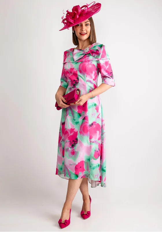 Cassandra Martha Floral Fit & Flare Dress, Pink Multi