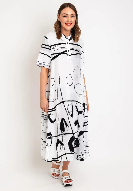 Ever Sassy Printed Relaxed Fit Shirt Dress, White