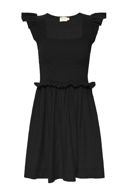 Women's Ginger Smocked Mini Dress In Jet Black