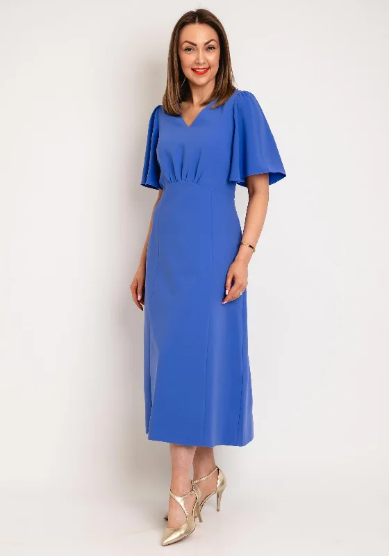 Ella Boo V Neck Aline Long Dress, Azure