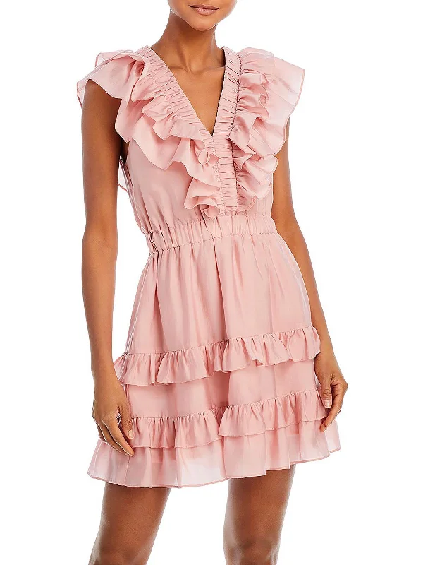 Womens Ruffled Short Mini Dress