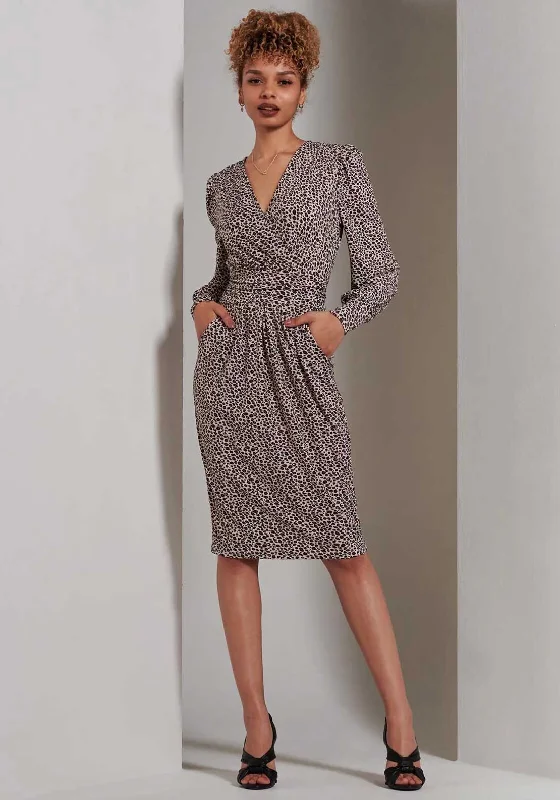 Jolie Moi Gwen Pegged Midi Dress, Neutral Animal