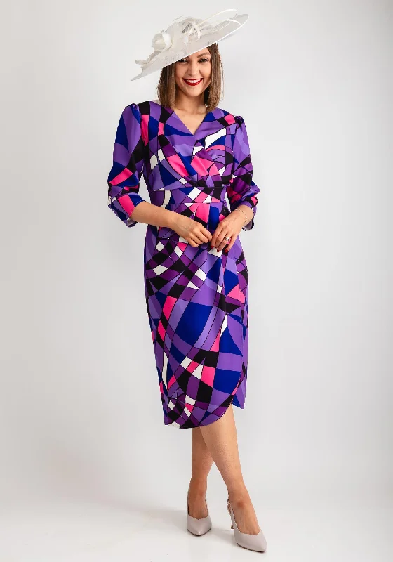 Coco Doll Toya Geometric Print Dress, Purple Multi