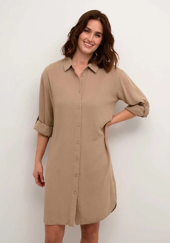 Kaffe Milla Linen Blend Shirt Dress, Chinchilla