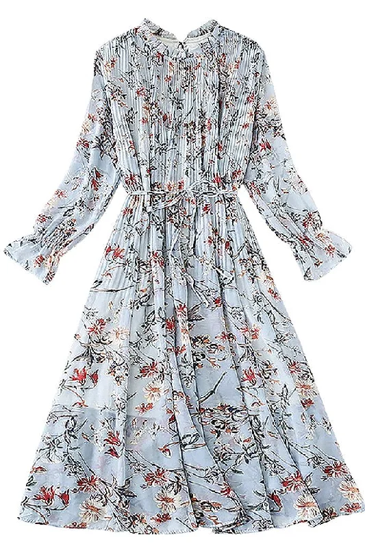 Yvonne Blue Floral Siphon Dress