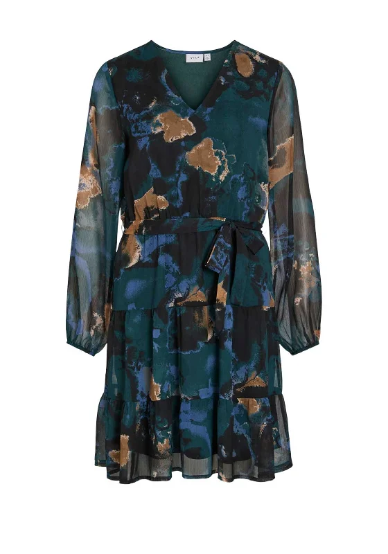 Vila Falia Mia Print Smock Dress, Scarab