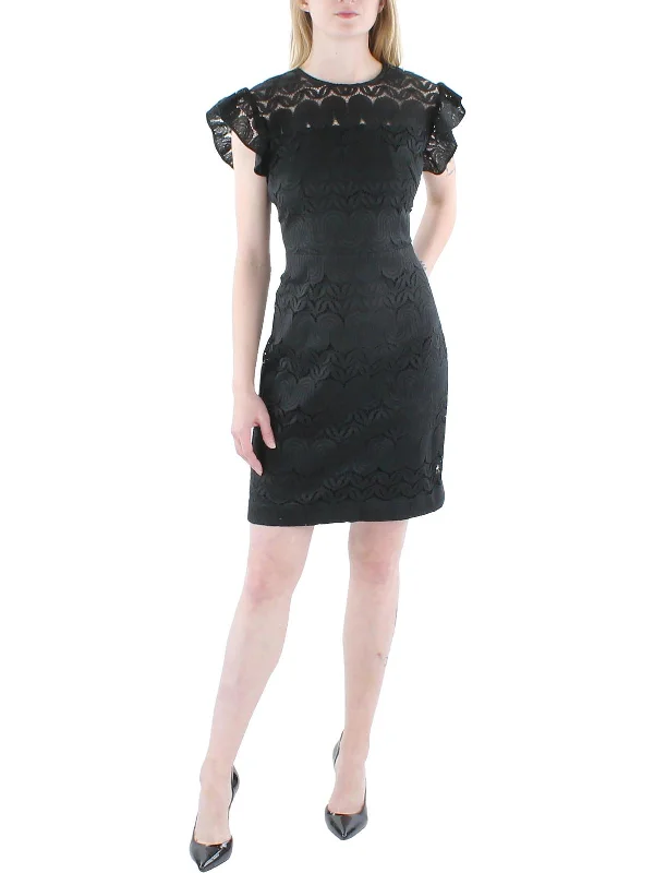 Womens Lace Mini Sheath Dress