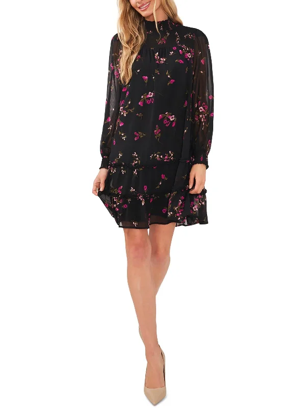 Floral Charm Womens Floral Smocked Mini Dress