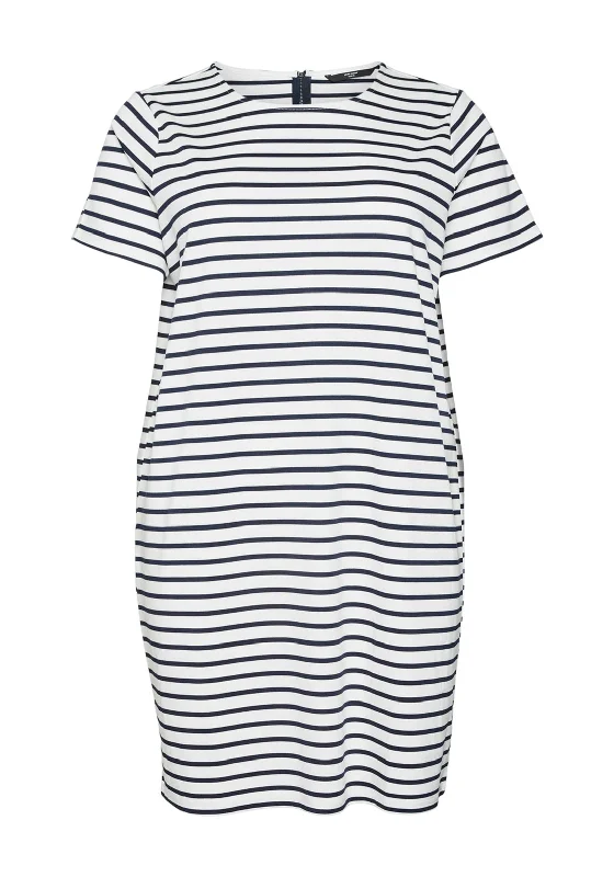 Vero Moda Curve Abby Striped Short Zip Back Dress, Black