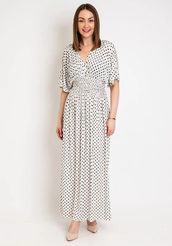 Serafina Collection One Size Polka Dot Maxi Dress, White