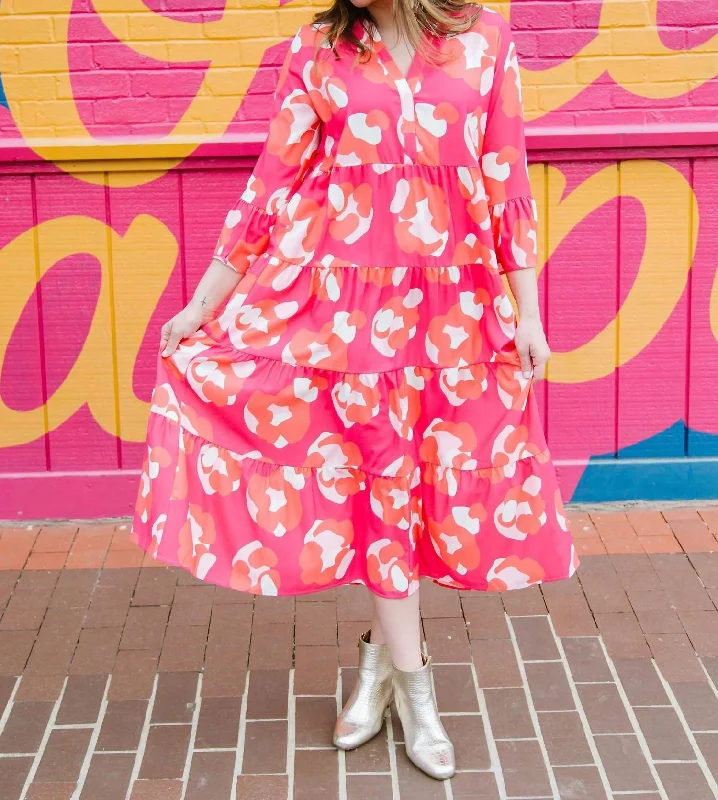 Benette Maxi Dress In Spot On Pink