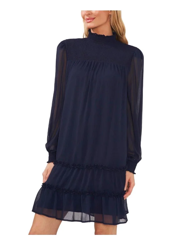 Womens Chiffon Mini Shift Dress