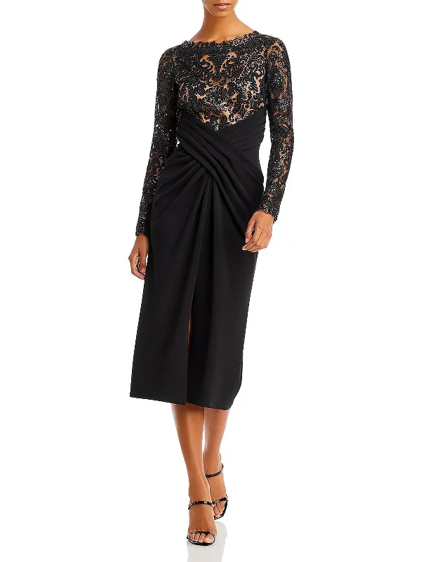 Womens Sequined Midi Cocktail and Party Dress