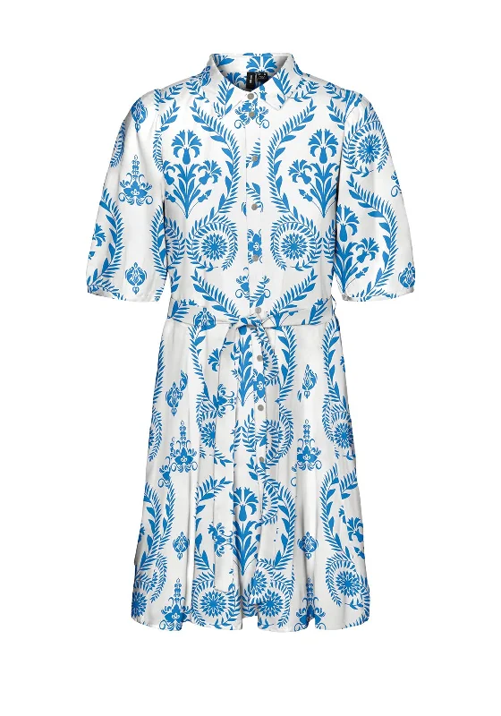 Vero Moda Dicthe Mini Shirt Dress, Snow White & Blue