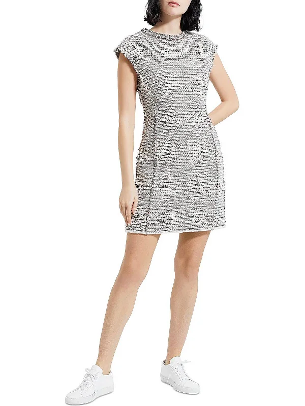 Womens Tweed Mini Shift Dress