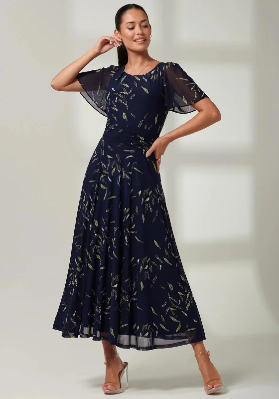 Jolie Moi Elvira Print Mesh Maxi Dress, Navy Multi