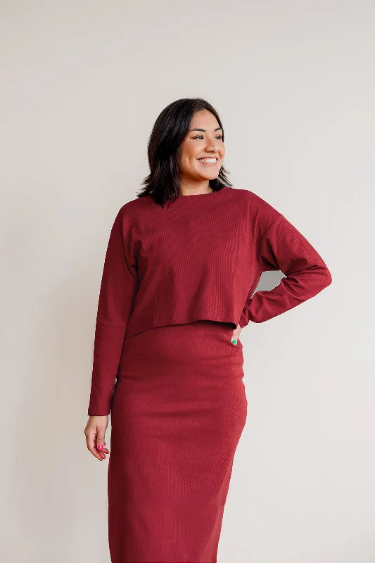 All Season Long Sleeve + Tank Maternity to Nursing Dress Set - Rust