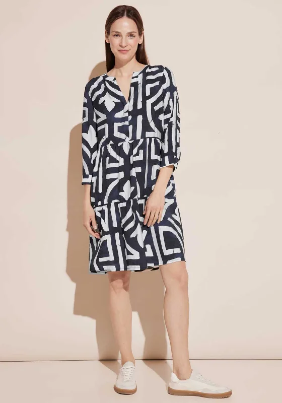 Street One Printed Tunic Dress, Deep Blue