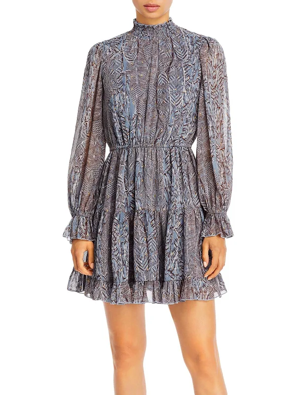 Womens Metallic Mini Fit & Flare Dress