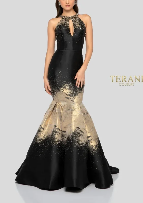 Evening Dress In Black Gold