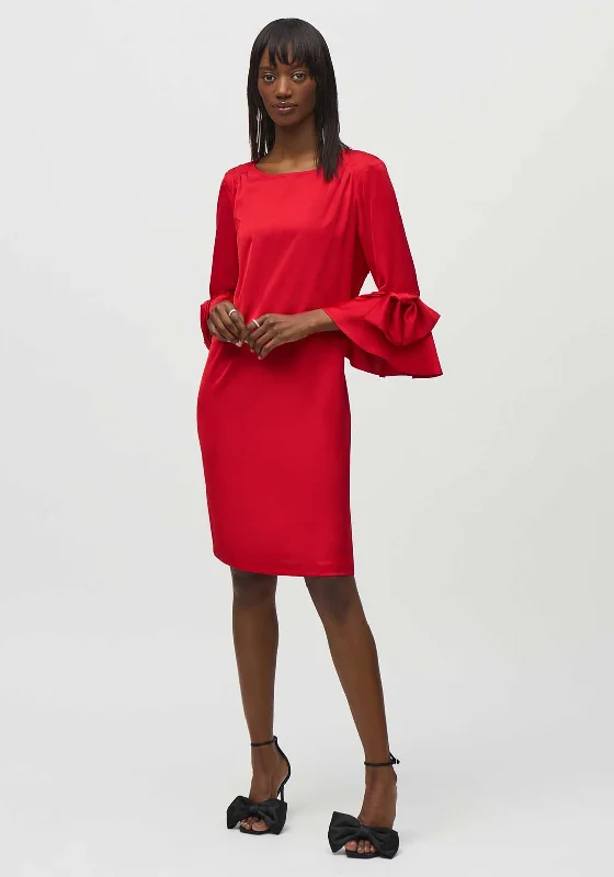 Joseph Ribkoff Satin Bow Sleeve Shift Dress, Red