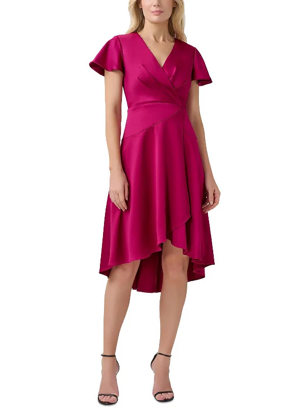 Womens Satin Hi-Low Cocktail and Party Dress