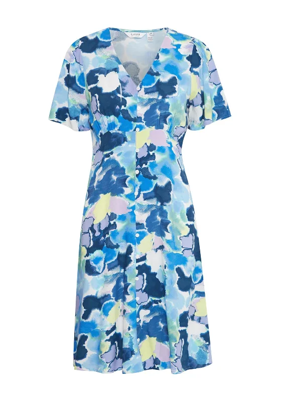 B.Young  Joella Watercolour Inspired Mini Dress, Angel Blue