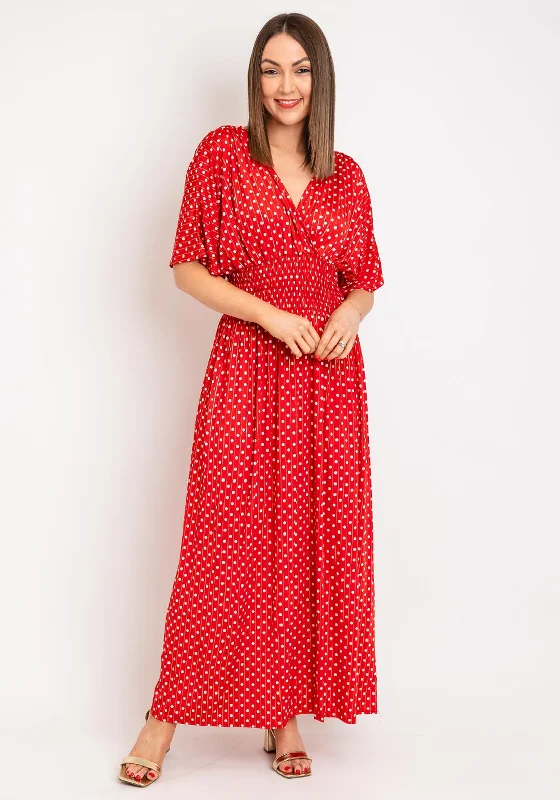 Serafina Collection One Size Polka Dot Maxi Dress, Red