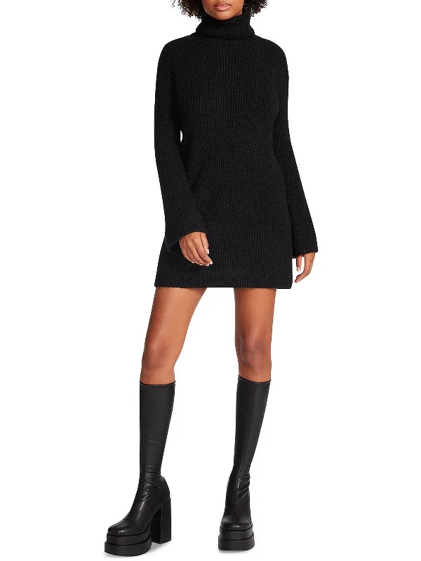 Abbie Womens Knit Cowl Neck Sweaterdress