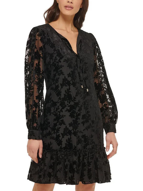 Womens Velvet Burnout Cocktail and Party Dress