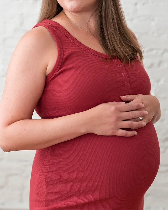 Organic Cotton Ribbed Knit Maternity to Nursing Tank Dress