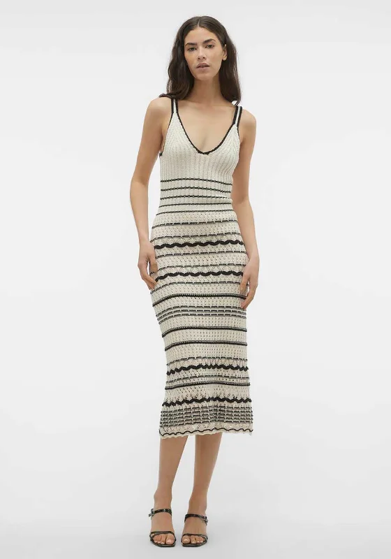 Vero Moda Minou Crochet Dress, Birch & Black