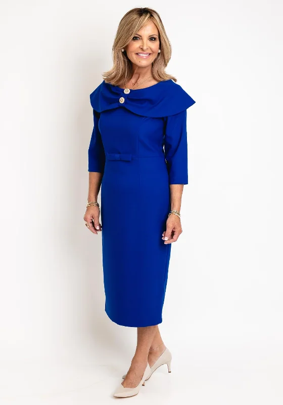 Cassandra Amara Embellished Collar Midi Dress, Royal Blue