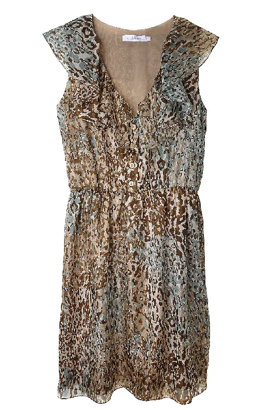 CARLOS MIELE MINT Beige Silk Leopard Dress