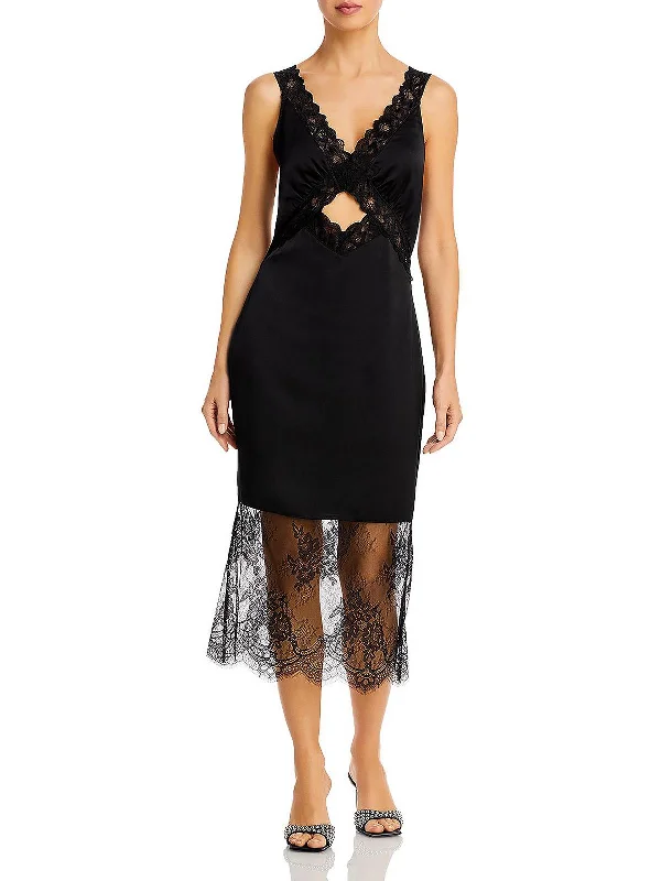 Womens Lace Midi Slip Dress