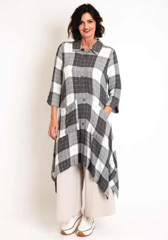 Ever Sassy Check Shirt Dress, Grey