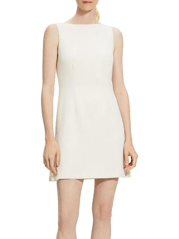 Womens Boatneck Mini Shift Dress