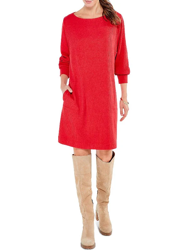 Womens Boatneck Cozy Sweaterdress