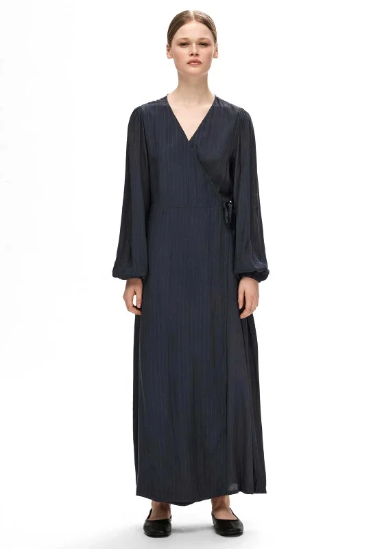 Selected Femme Susie Maxi Wrap Dress, Dark Sapphire