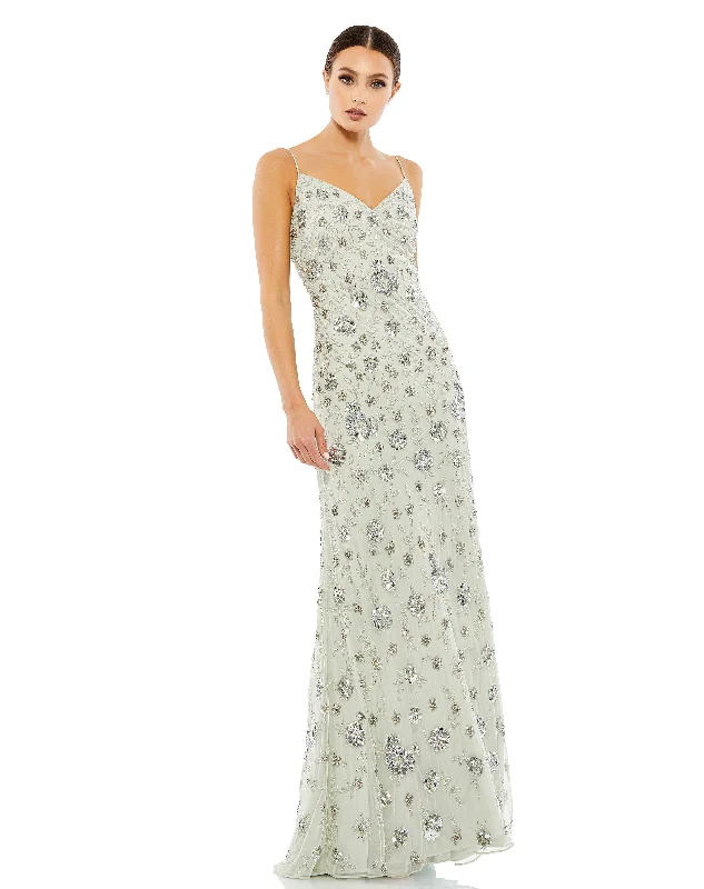 Sleeveless Beaded Slip Dress Gown