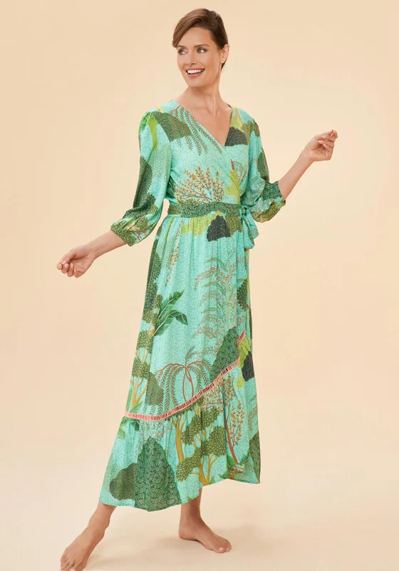 Powder Secret Paradise Wrap Dress, Aqua