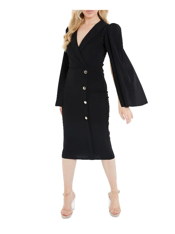 Womens Surplice Cape Sleeve Sheath Dress