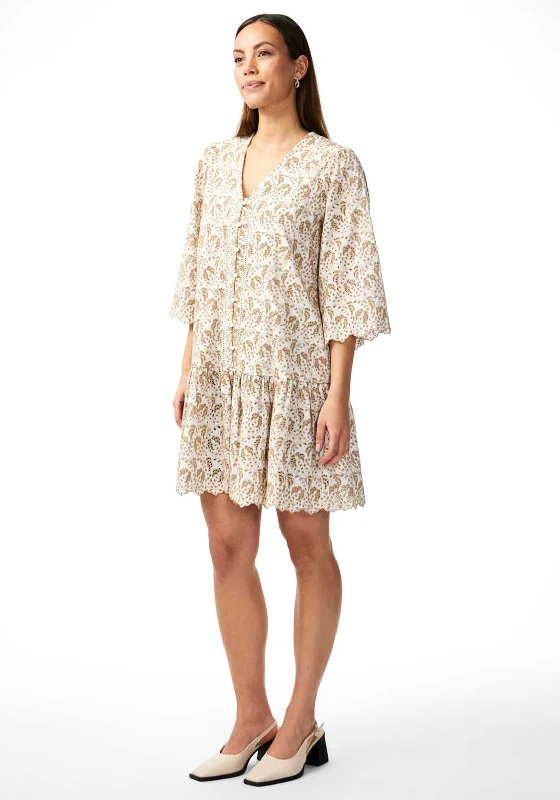 Y.A.S Aprilla Broidery Mini Dress, Star White