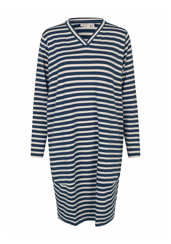 Masai Nakoa Striped Mini Dress, Blue and White