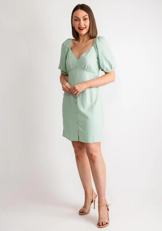 Vero Moda Mymilo Linen Blend Button Mini Dress, Silt Green