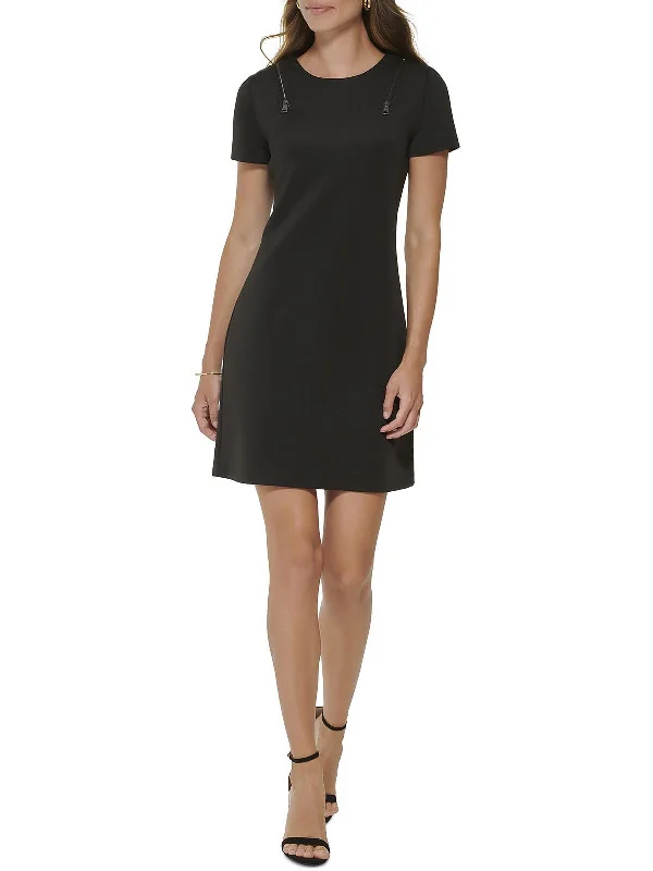 Petites Womens Embellished Mini Sheath Dress