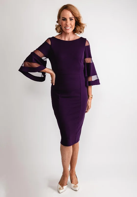 Joseph Ribkoff Flared Sleeve Sheath Dress, Blackcurrant